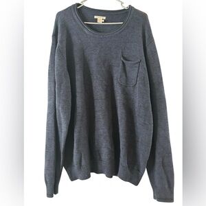 Carbon2Cobalt Men's Dark Blue Merino Wool Blend V-neck Pocket Sweater Size XL